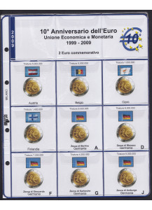 2009 Master Phil 2 fogli + tasche per 2 euro comm 10 Anniv. dell'Euro